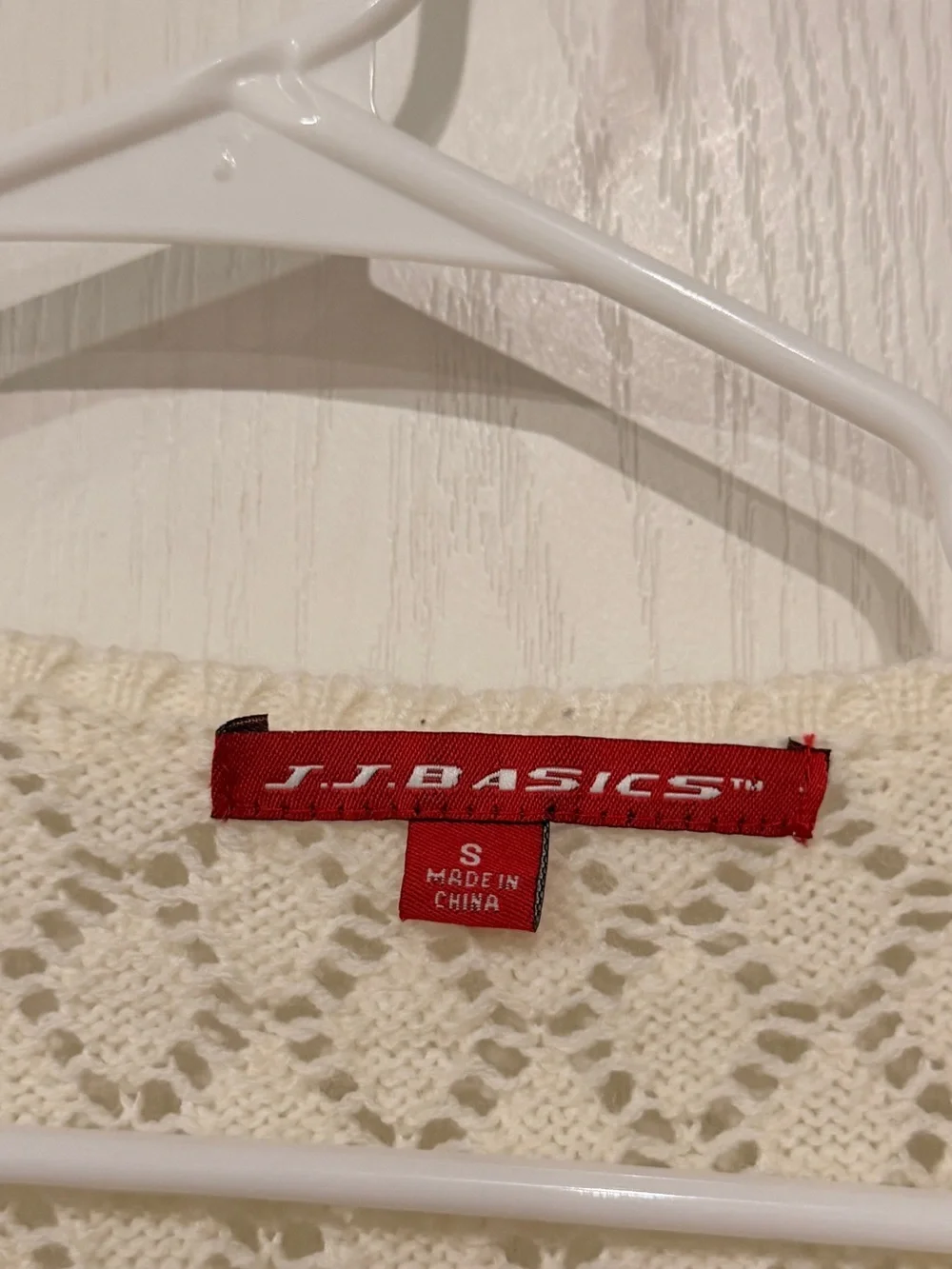 JJ Basics  Cream Knit Lace-Yoke Casual Dress